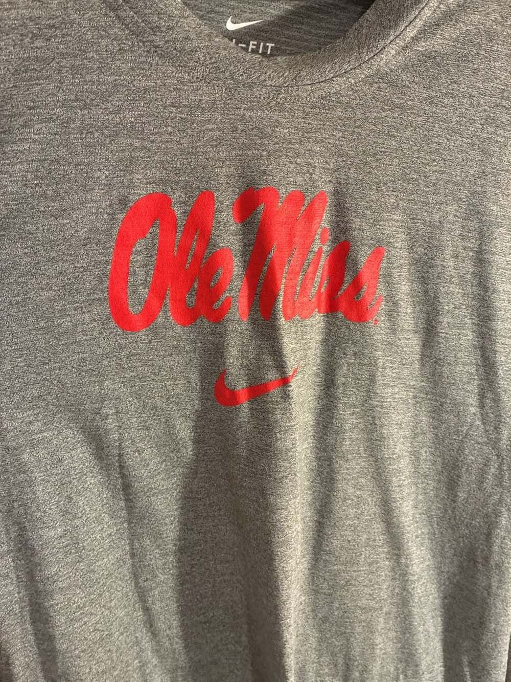 Nike Ole Miss Rebels Dri-Fit Two-Tone Long Sleeve T-Shirt Grey Navy Men's XL